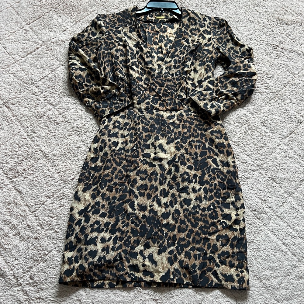 Rebecca Minkoff Leopard Print Silk Dress Old Money Formal Party Cocktail Size 0